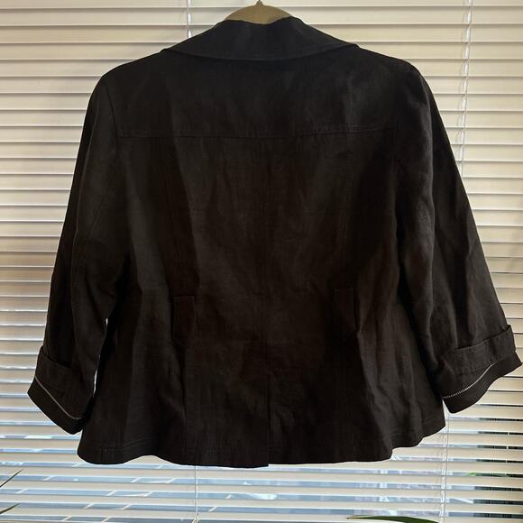 Brown ann taylor linen blend blazer quarter sleeve - Picture 7 of 7